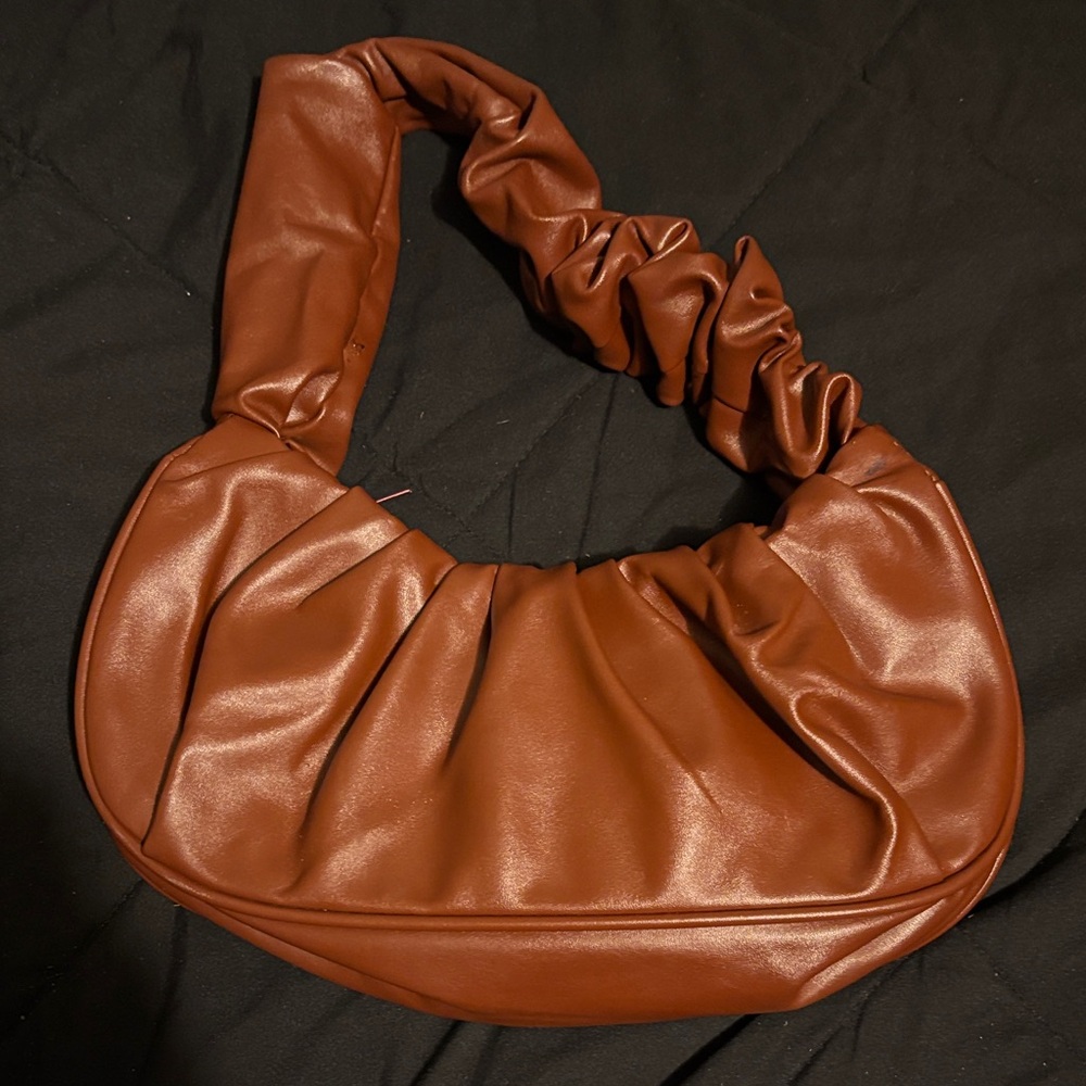 Brown Ruffled Woman Handbag